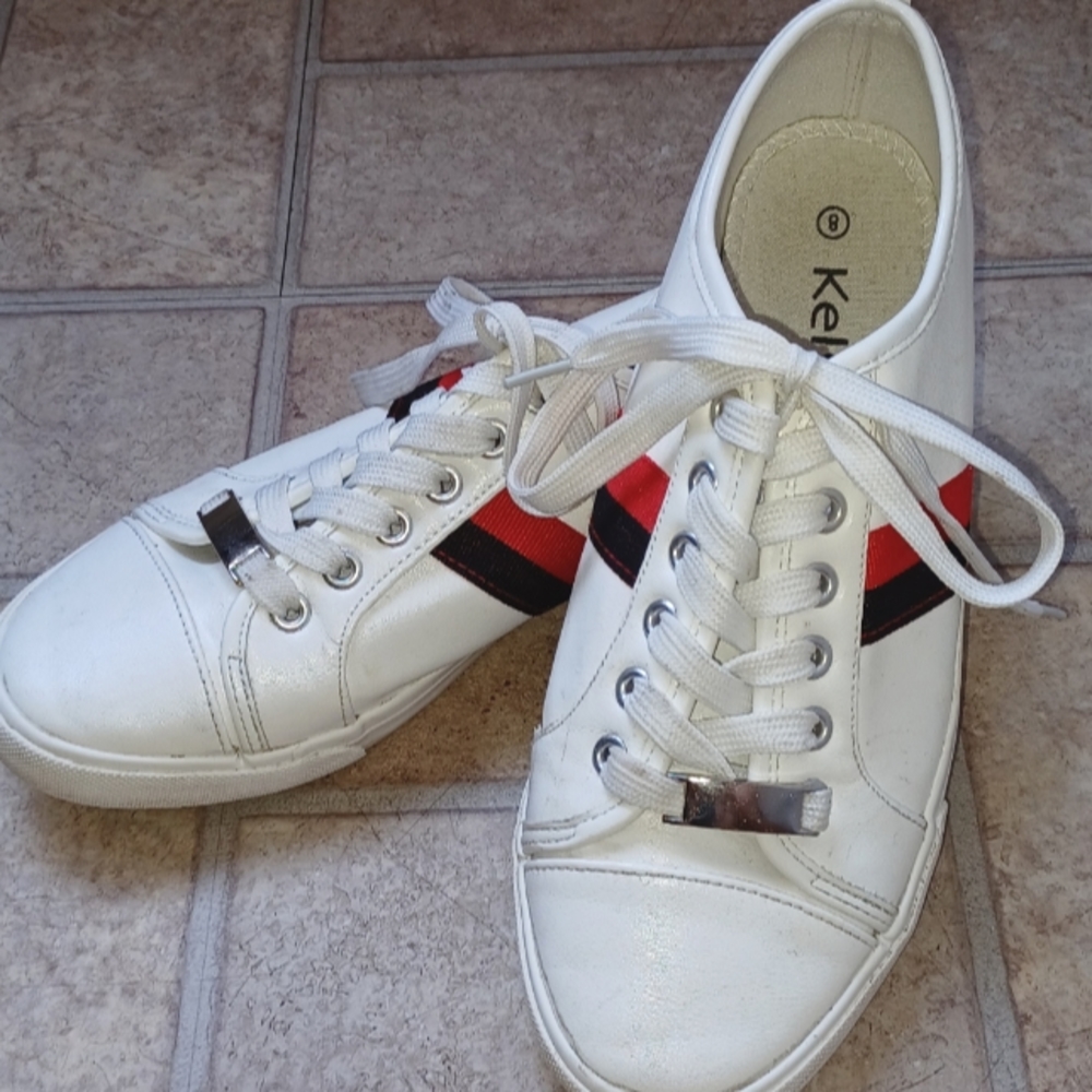 Red, white and black shoes